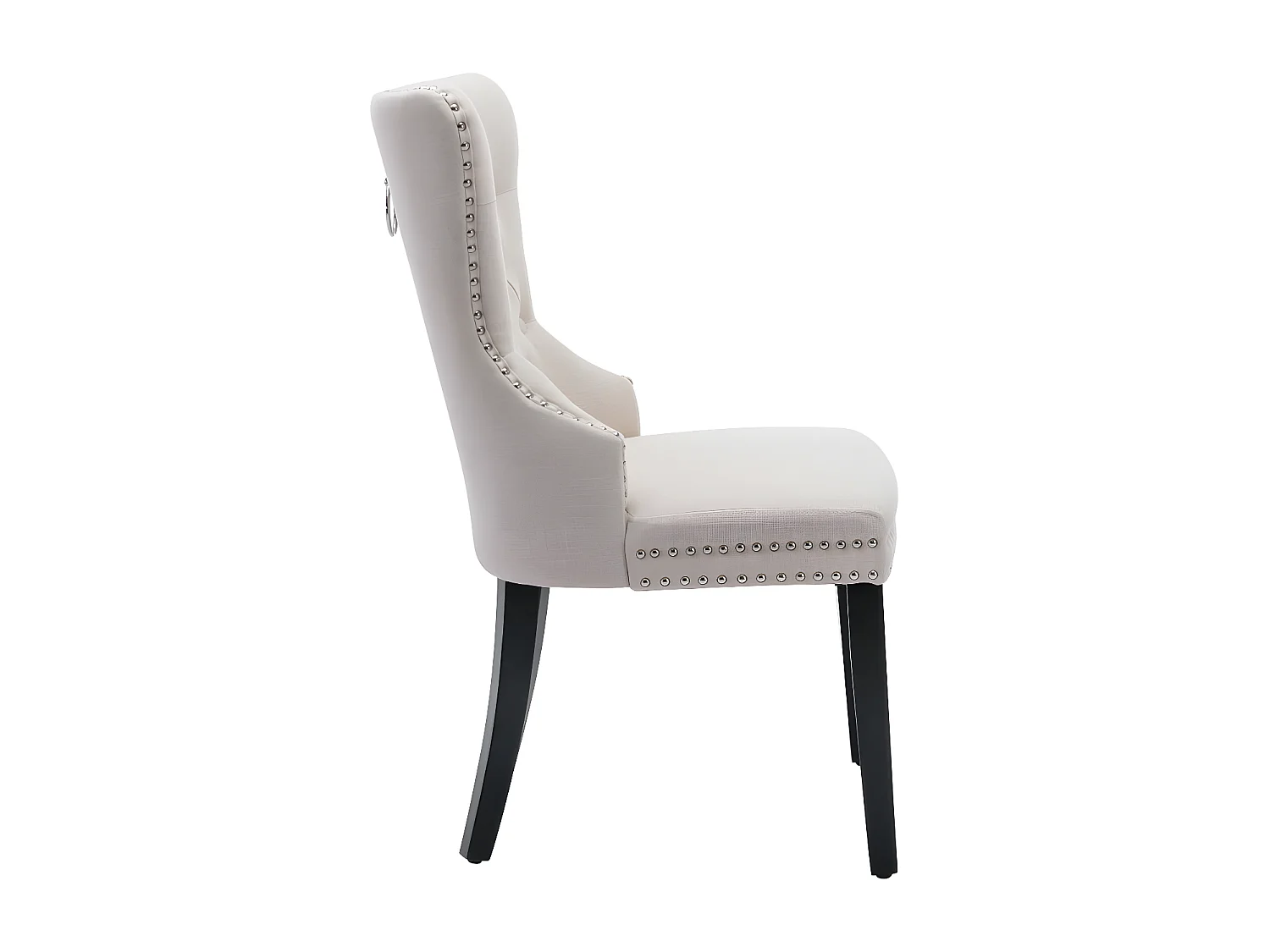 Lot de 2 Chaises scandinaves - tissu en lin - avec pieds en chêne - Beige