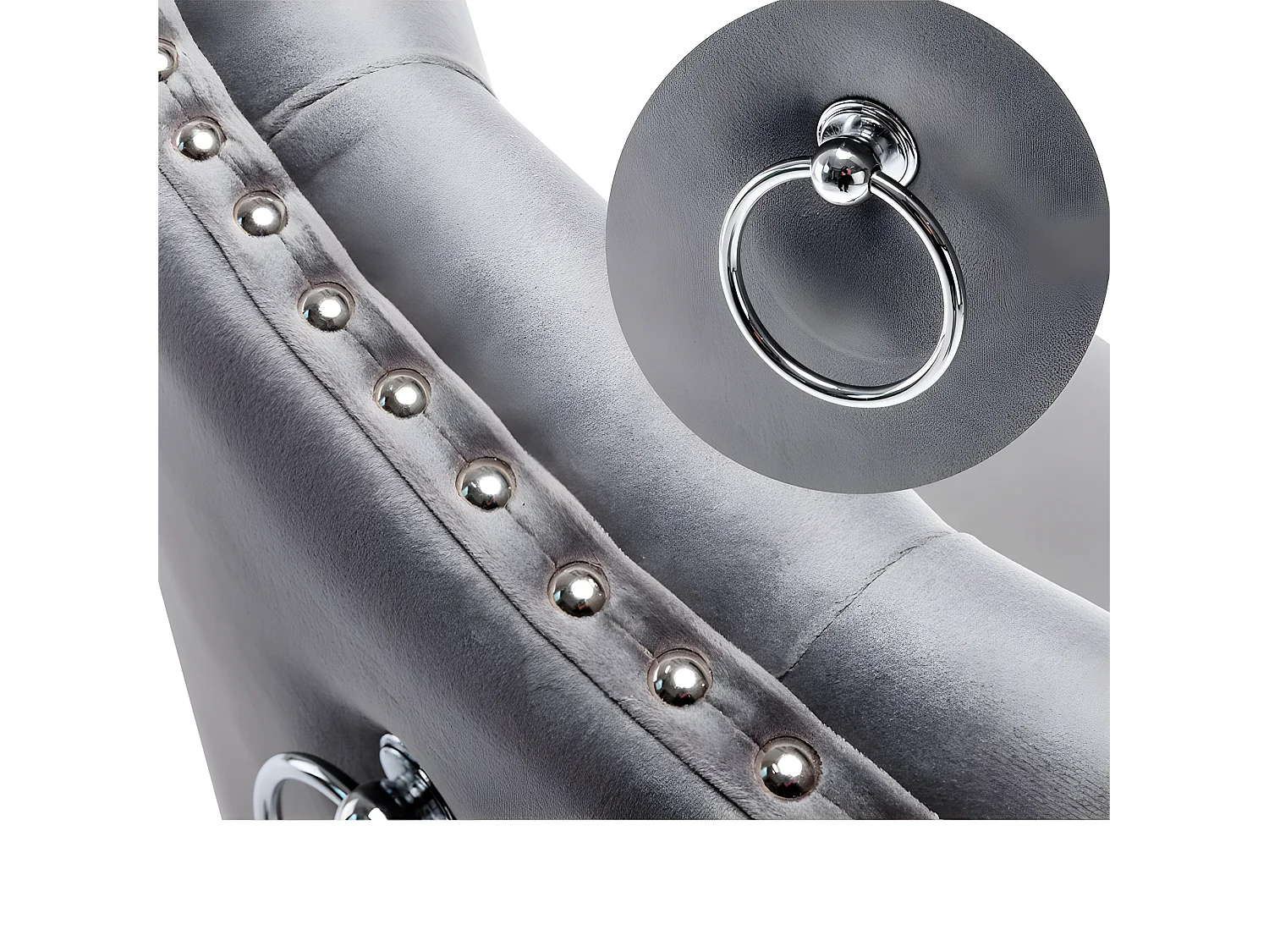 Set mit 2 skandinavischen Stühlen – Samtstoff – mit Beinen aus Eiche – Grau