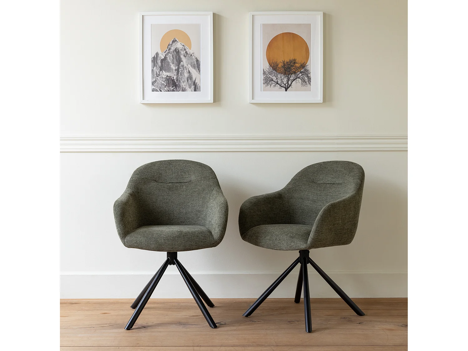 Set van 2 groene stoffen stoelen SAFFI