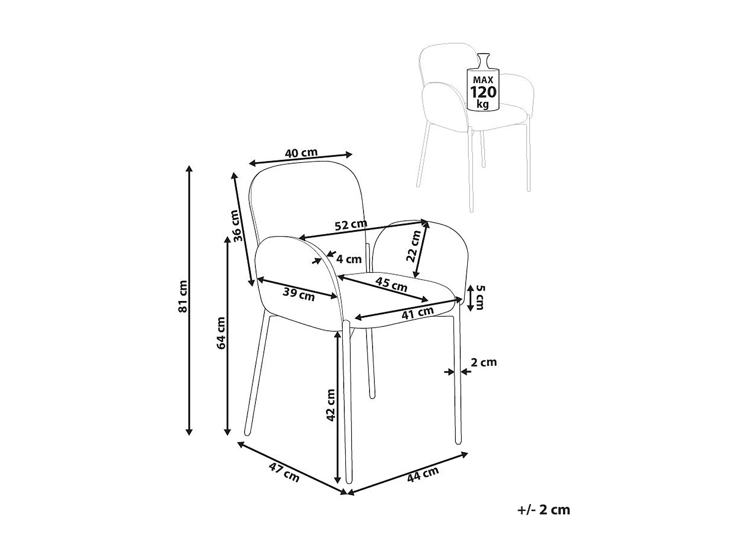 Lot de 2 chaises de salle à manger ALBEE Vert foncé
