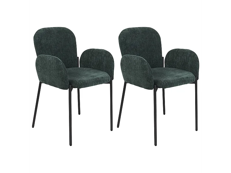 Lot de 2 chaises de salle à manger ALBEE Vert foncé
