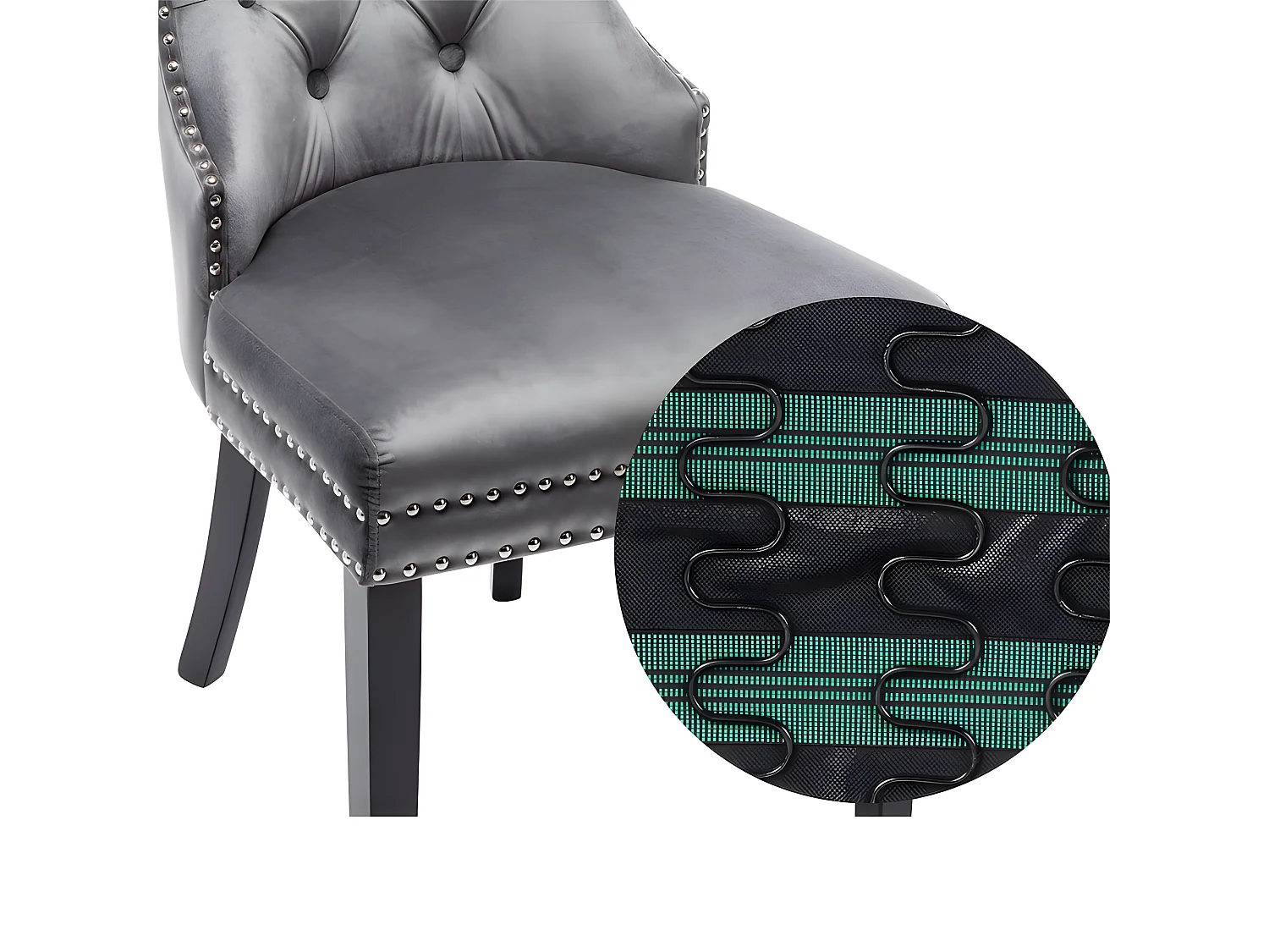 Lot de 6 Chaises scandinaves - tissu en velours - avec pieds en chêne - Gris