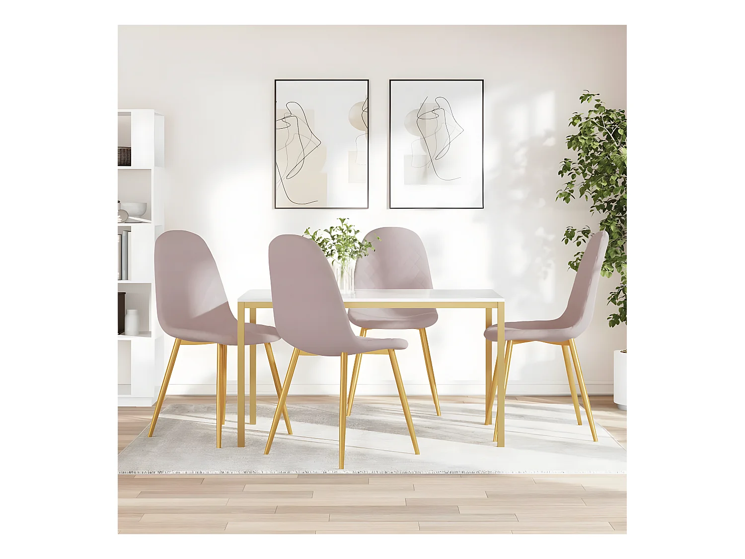 Chaises à manger lot de 4 Rose Velours