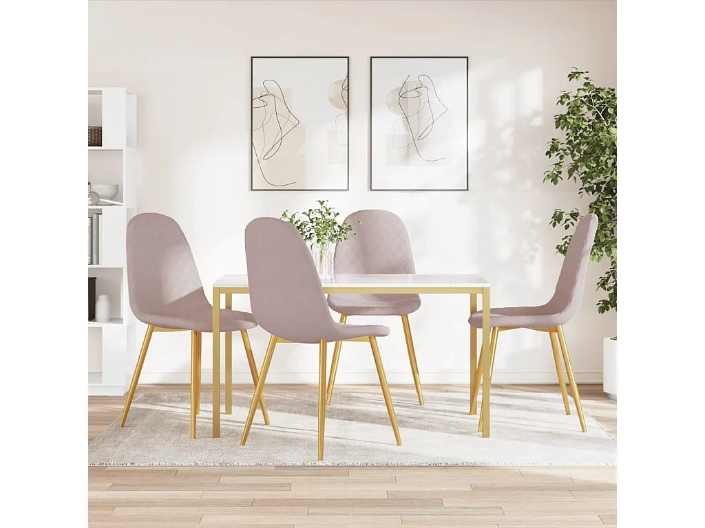 Cadeiras de jantar 4 pcs veludo rosa