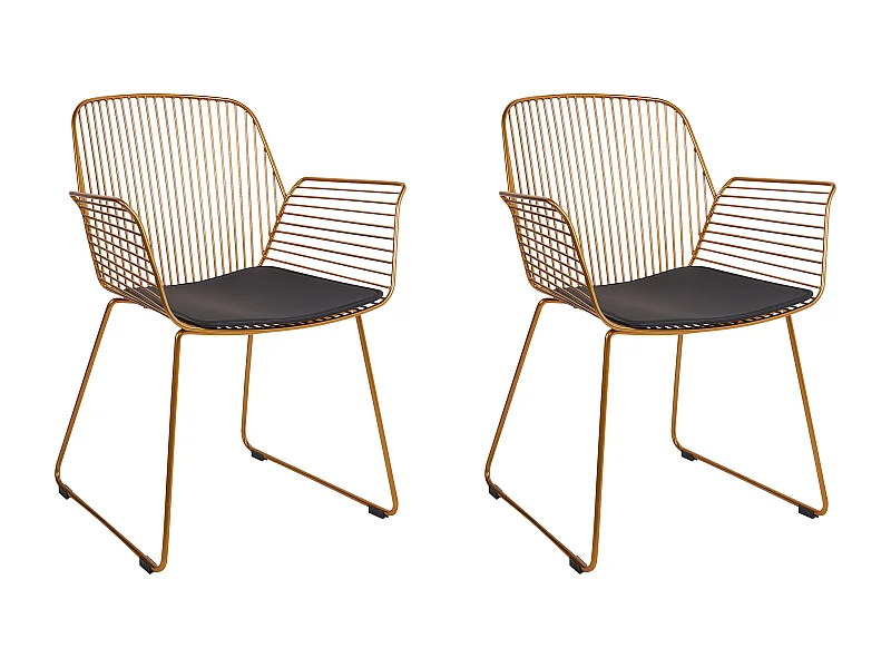 Conjunto de 2 cadeiras de jantar APPLETON Metal Dourado