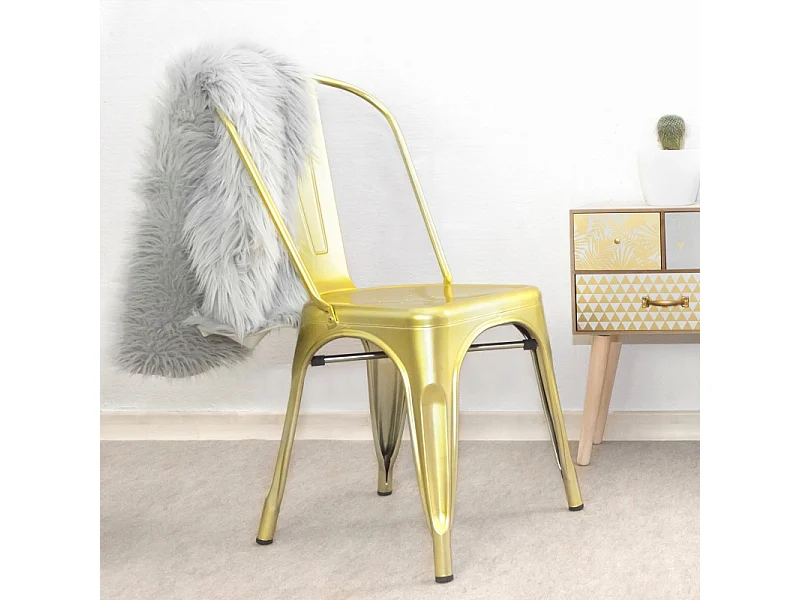 IndustriÃ«le metalen stoel goud 85 x 52,5 x 45 cm