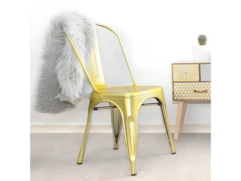 Cadeira industrial metal dourado 85x52,5x45cm