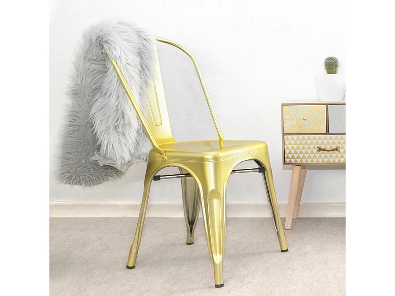 Sedia industriale metallo oro 85x52,5x45cm