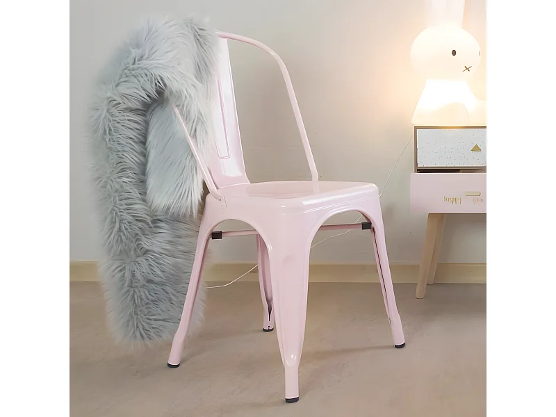 Silla Industrial metal rosa 85x52,5x45