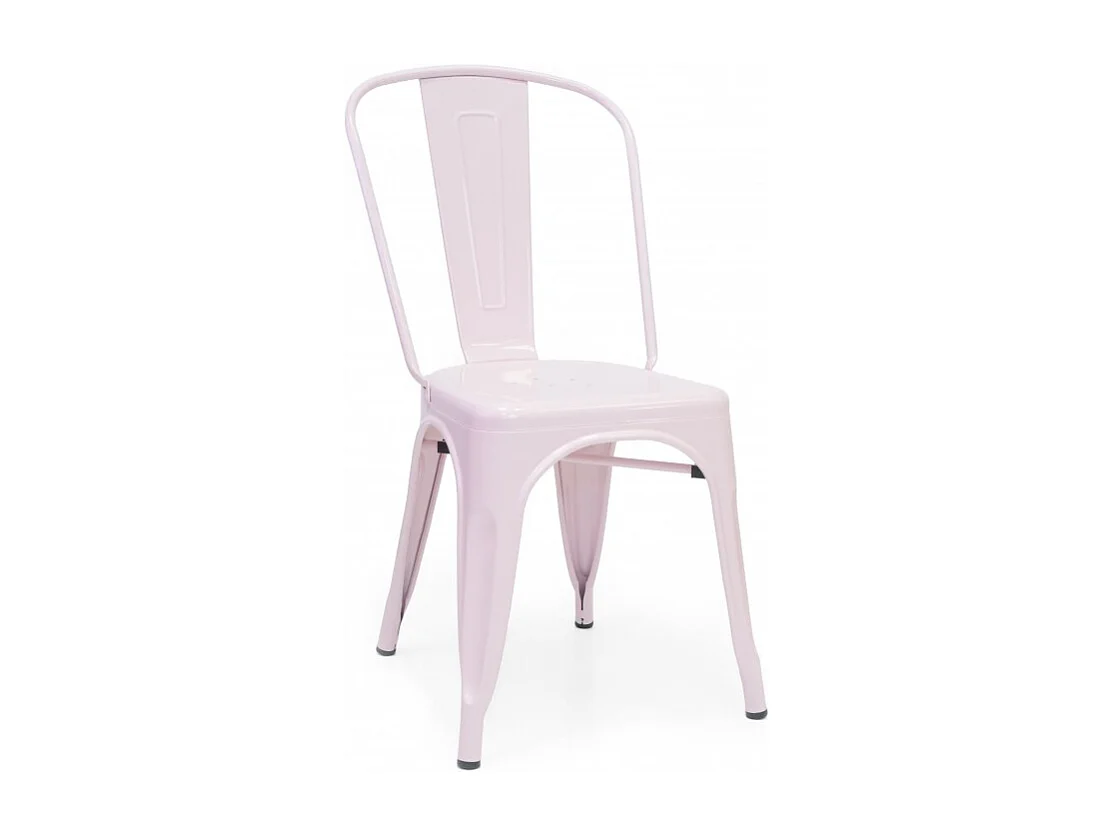 Chaise industrielle métal rose 85x52,5x45 cm