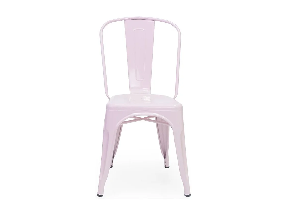 Chaise industrielle métal rose 85x52,5x45 cm