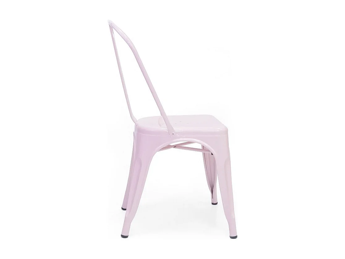 Chaise industrielle métal rose 85x52,5x45 cm