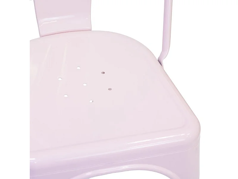 Chaise industrielle métal rose 85x52,5x45 cm