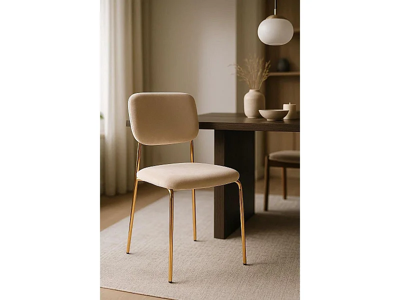 Silla de Oficina Selin Golden Terciopelo en Beige - Máxima Ergonomía - Ideal para Escritorio y Gaming
