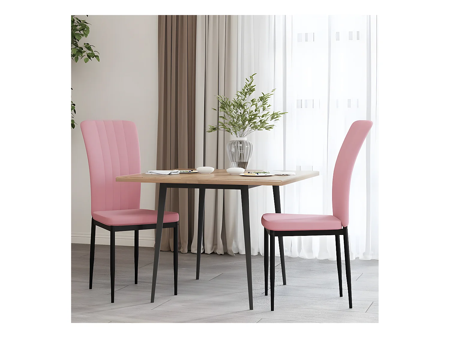 Chaises à manger lot de 2 Rose Velours