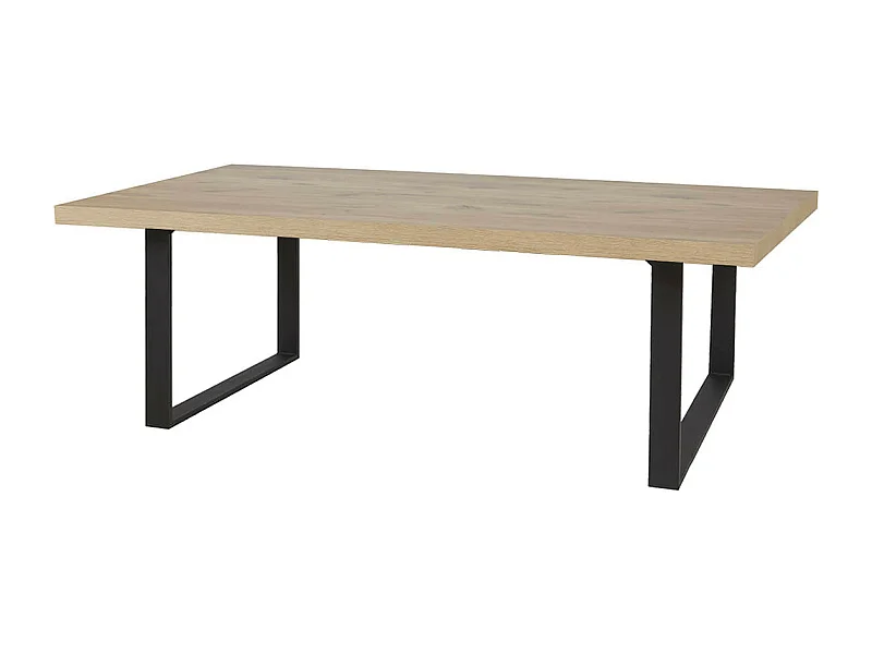 CANYON - Table Rectangulaire 230cm Aspect Bois Piètement U Métal  Noir