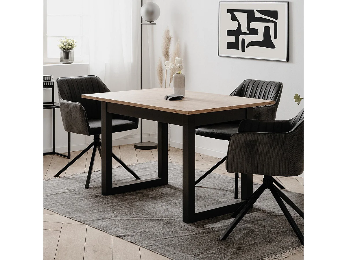 Table à manger extensible décor chêne et anthracite L120/160 cm - DENVER
