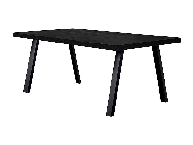 NOX - Table Rectangulaire 230cm Aspect Bois Noir Piètement A Métal Noir