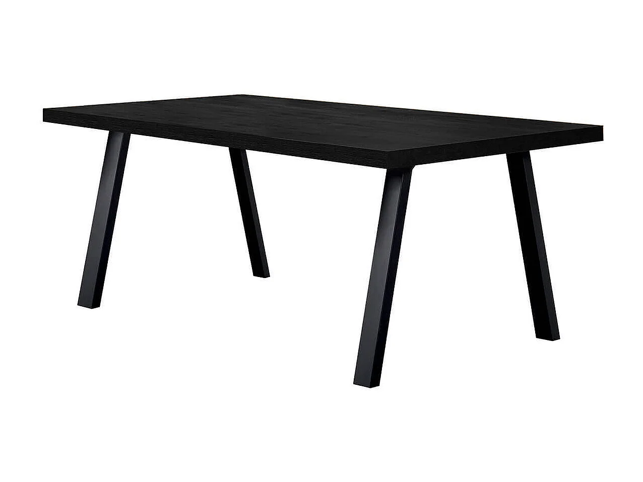 NOX - Table Rectangulaire 230cm Aspect Bois Noir Piètement A Métal Noir