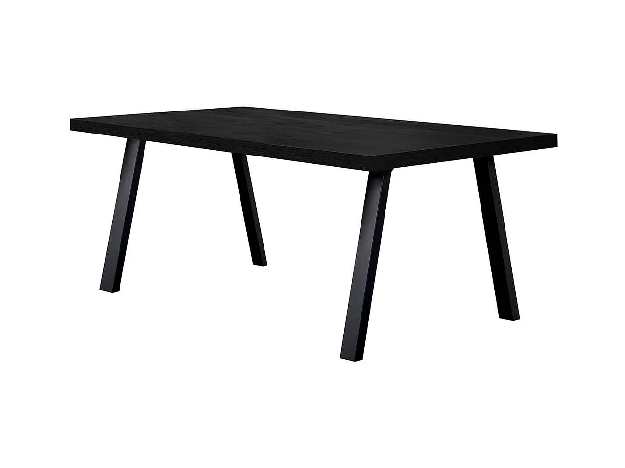 NOX - Table Rectangulaire 230cm Aspect Bois Noir Piètement A Métal Noir