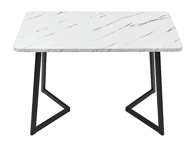 Table salle à manger rectangulaire en motif marbre moderne avec pieds en métal noir/blanc 117x68cm GILQELS