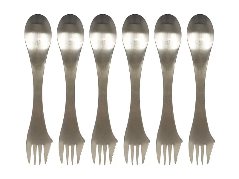 Couvert 3 en 1 en acier inoxydable Lot de 6