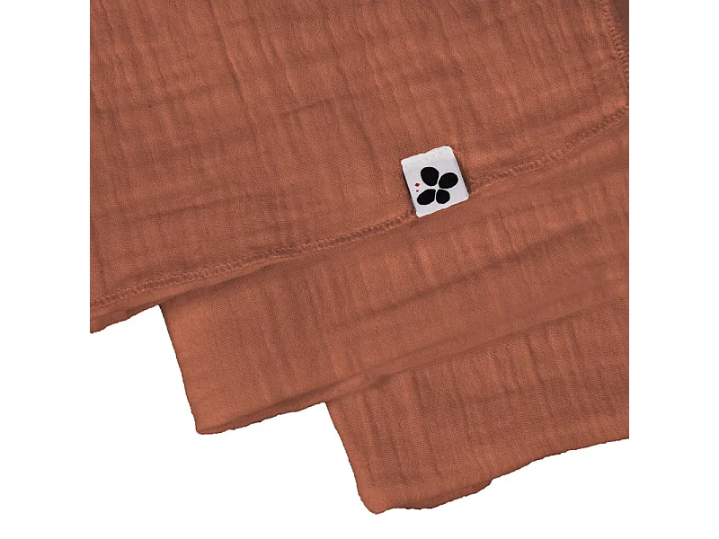 Lot 6 serviettes 40 x 40 cm en double gaze de coton terracotta - PEPA