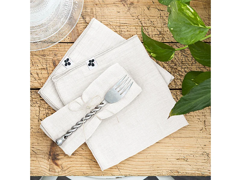 Lot de 6 serviettes 40 x 40 cm en double gaze de coton blanc - PEPA