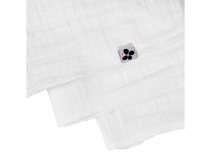 Lot de 6 serviettes 40 x 40 cm en double gaze de coton blanc - PEPA