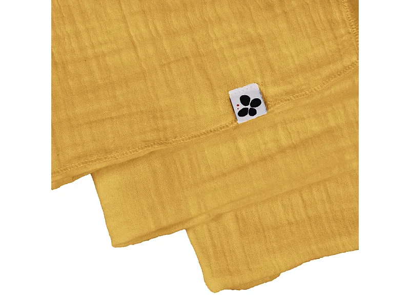 Lot de 6 serviettes 40 x 40 cm en double gaze de coton jaune - PEPA