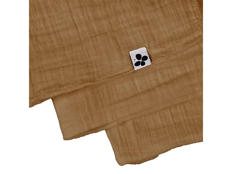 Lot de 6 serviettes 40 x 40 cm en double gaze de coton camel - PEPA