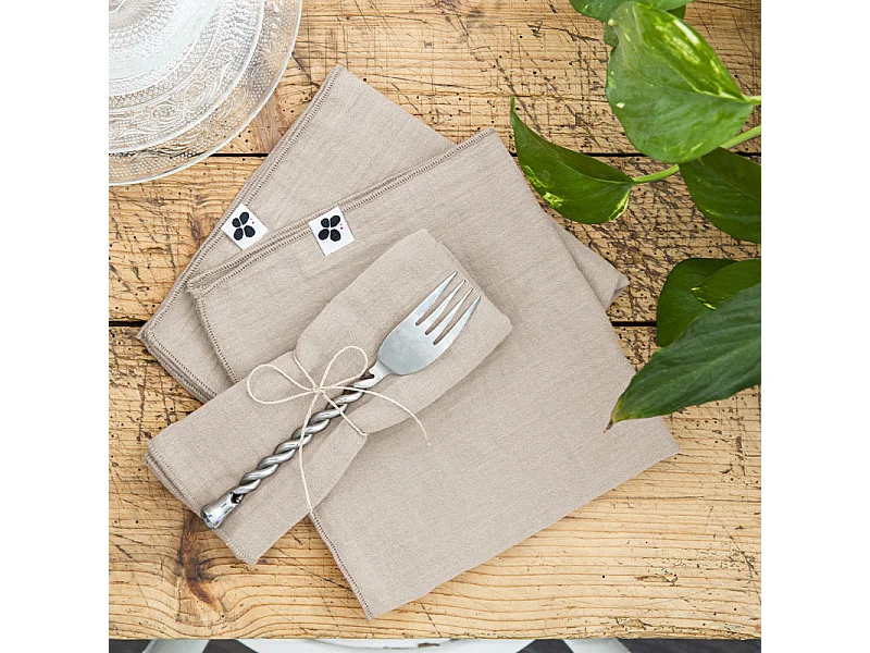 Lot de 6 serviettes 40 x 40 cm en double gaze de coton écru - PEPA