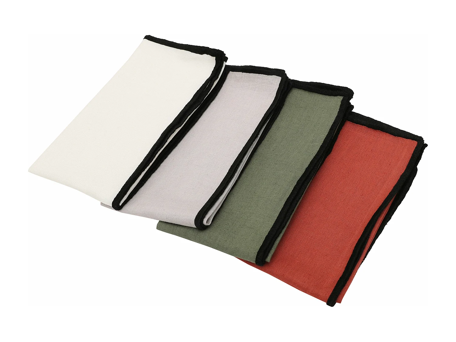 Lot de 4 serviettes de table en coton et lin blanc bourdon noir 45x45cm