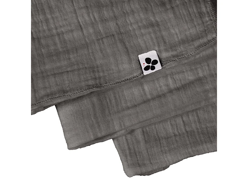 Lot de 6 serviettes 40 x 40 cm en double gaze de coton gris - PEPA