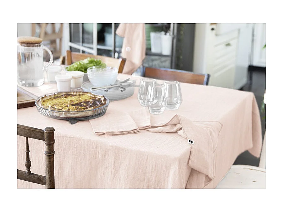 Lot de 6 serviettes 40 x 40 cm en double gaze de coton rose - PEPA