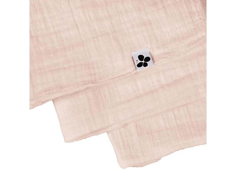 Lot de 6 serviettes 40 x 40 cm en double gaze de coton rose - PEPA