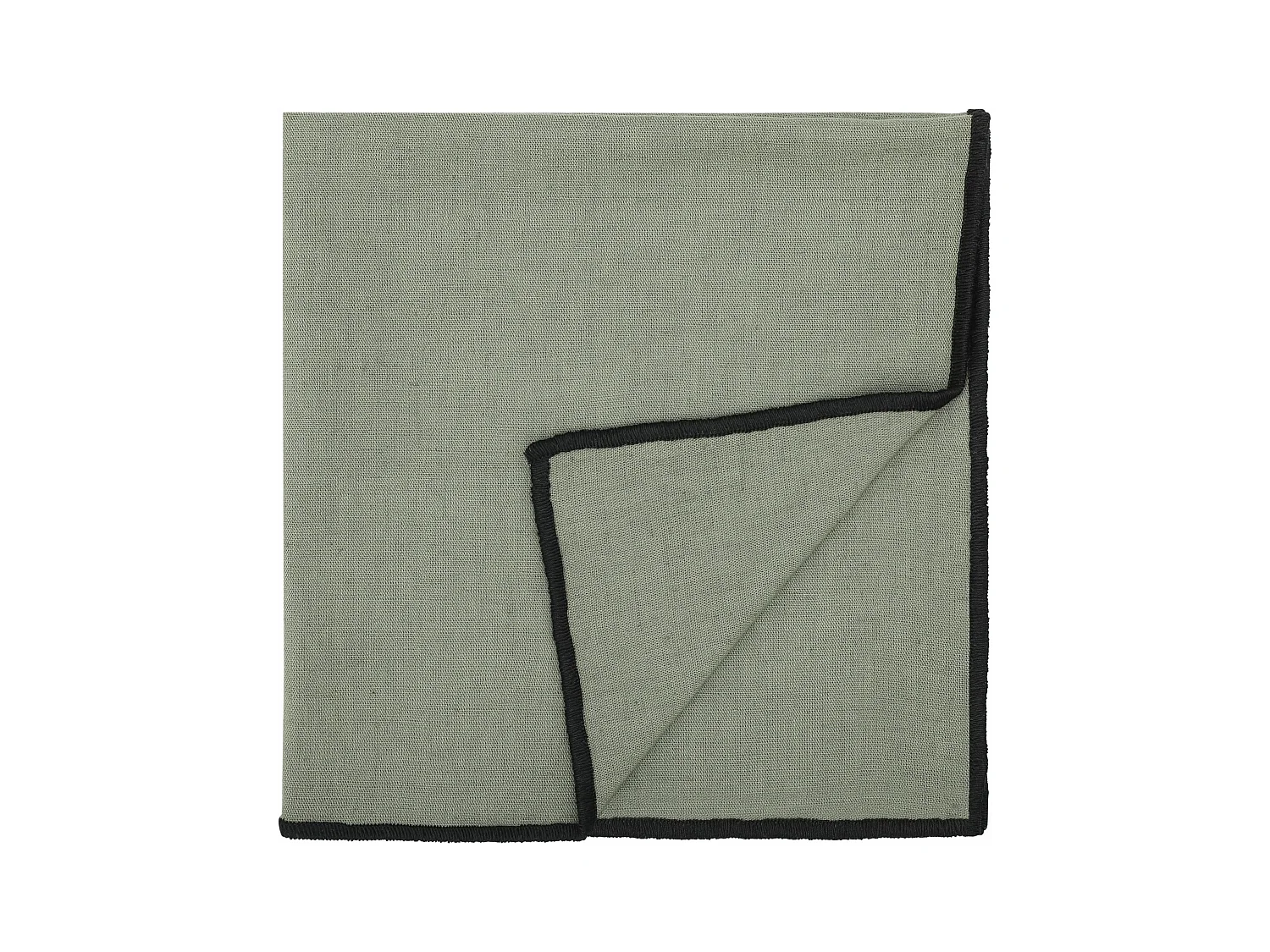 Lot de 4 serviettes de table en coton et lin kaki bourdon noir 45x45cm