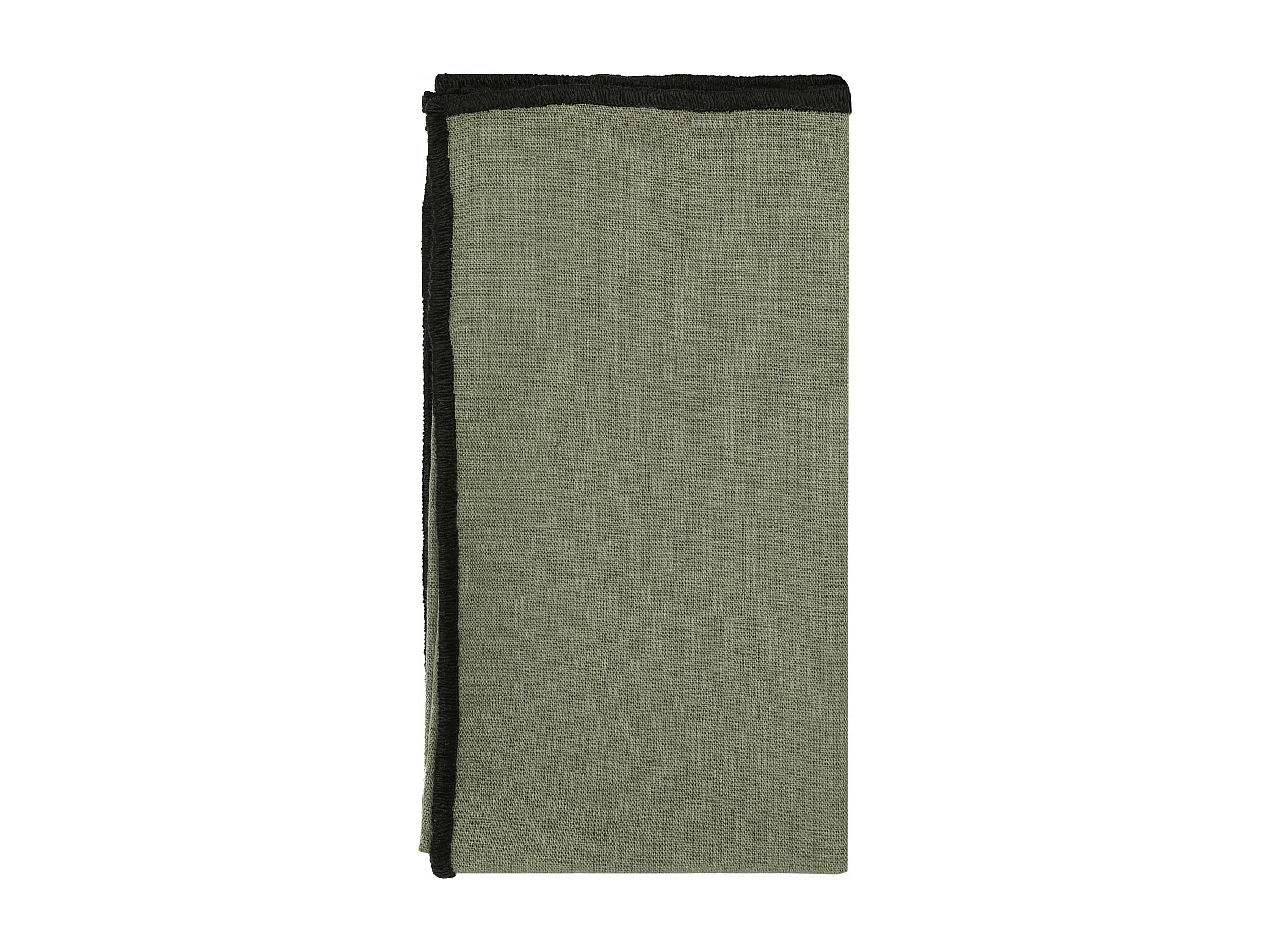 Lot de 4 serviettes de table en coton et lin kaki bourdon noir 45x45cm