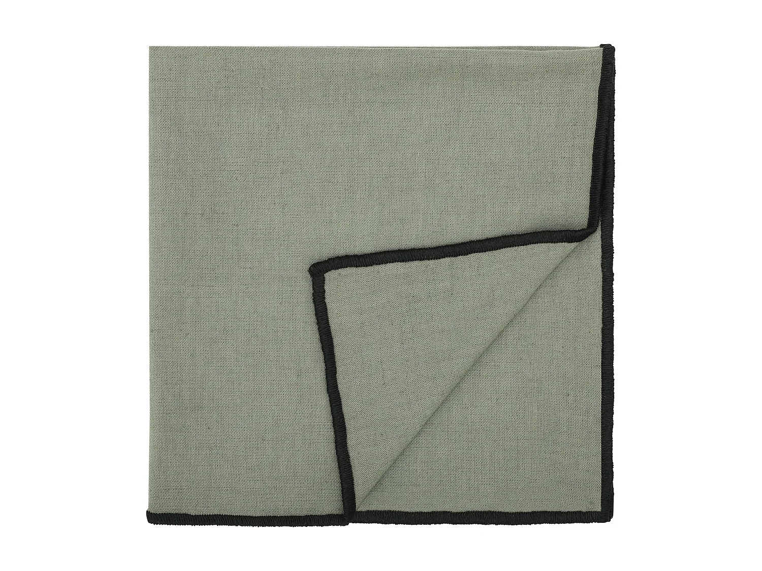 Lot de 4 serviettes de table en coton et lin kaki bourdon noir 45x45cm