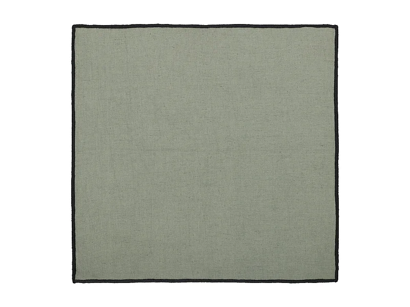 Lot de 4 serviettes de table en coton et lin kaki bourdon noir 45x45cm