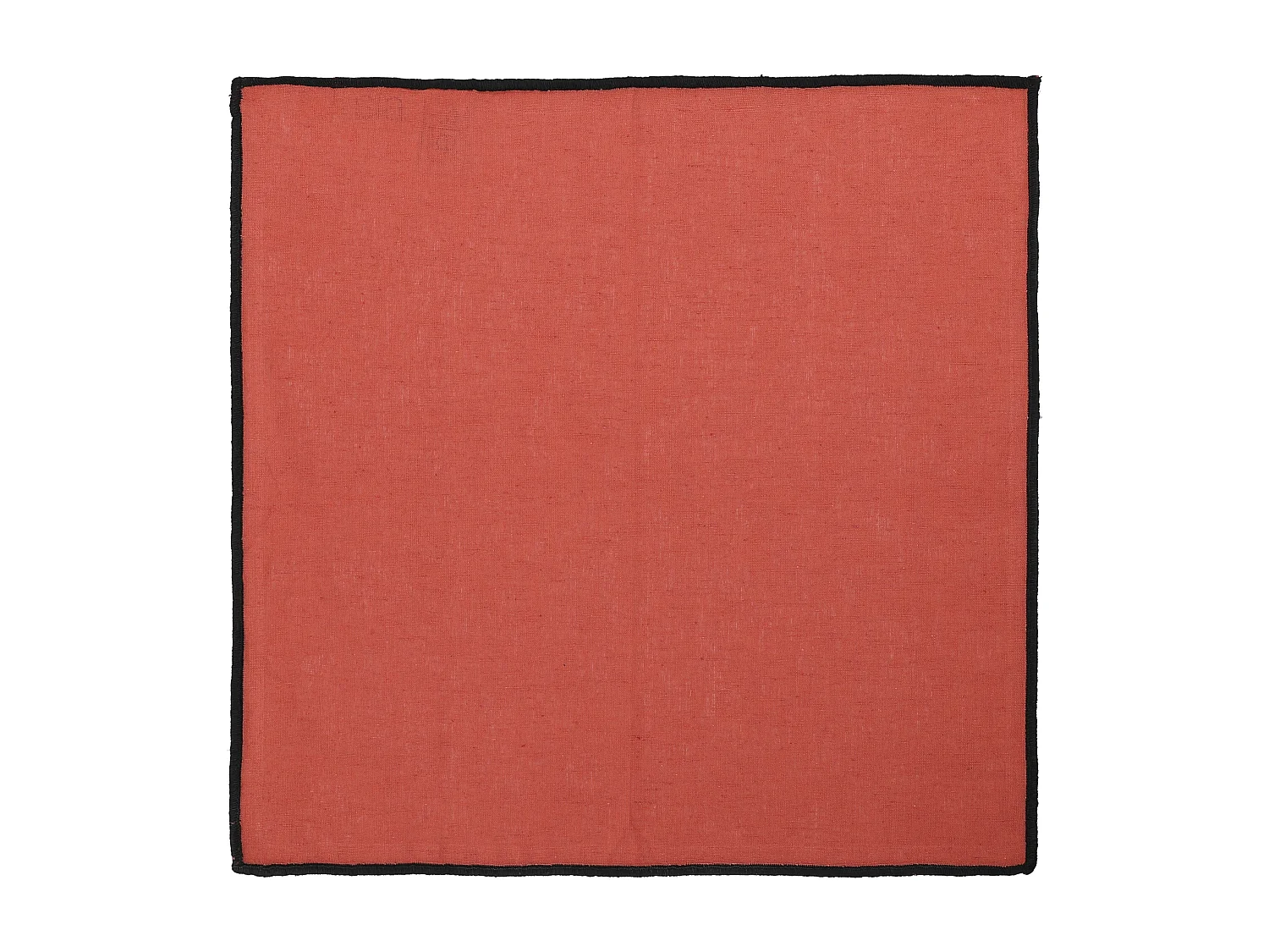 Lot de 4 serviettes de table en coton et lin terracotta bourdon noir 45x45cm