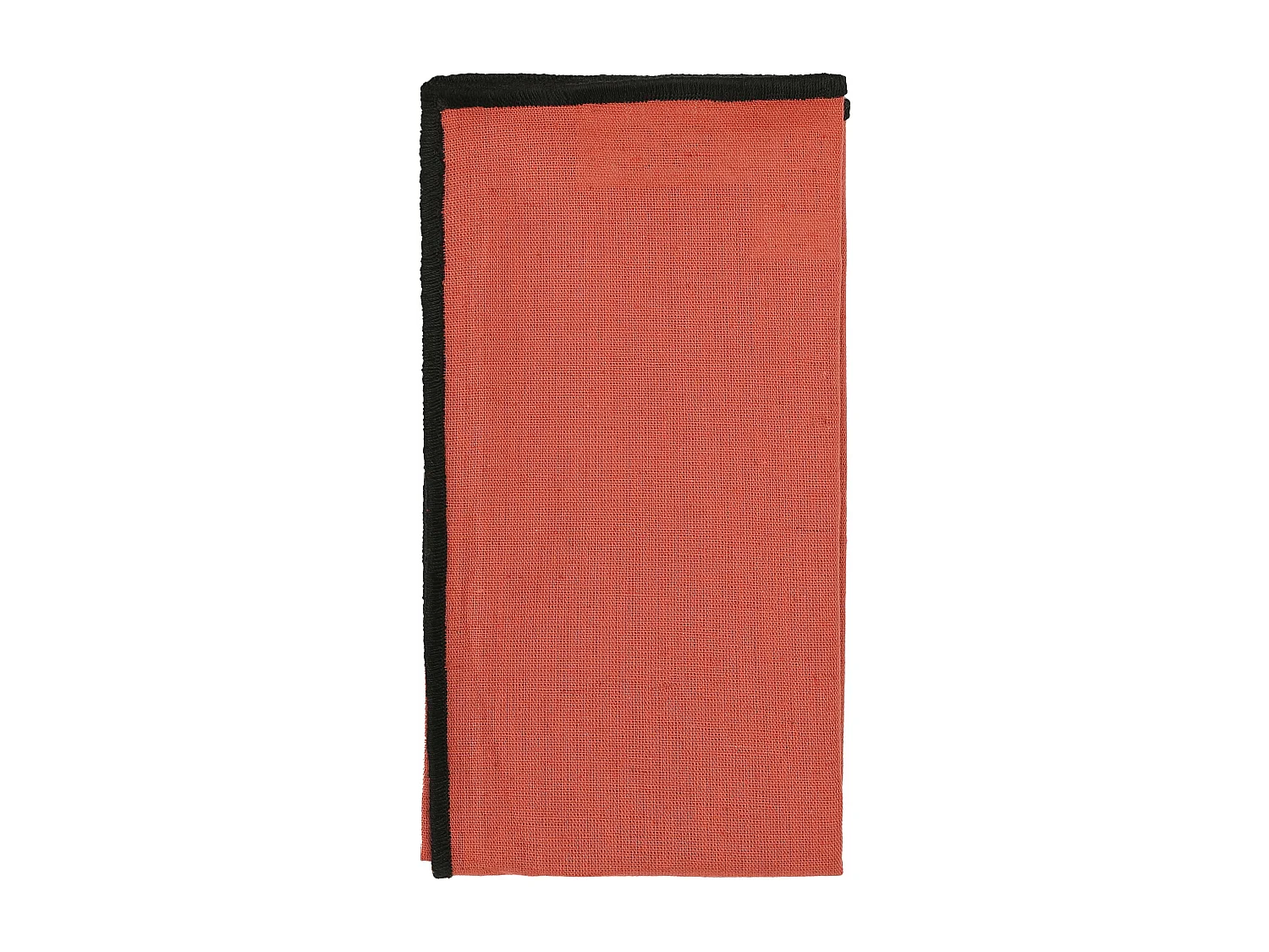Lot de 4 serviettes de table en coton et lin terracotta bourdon noir 45x45cm