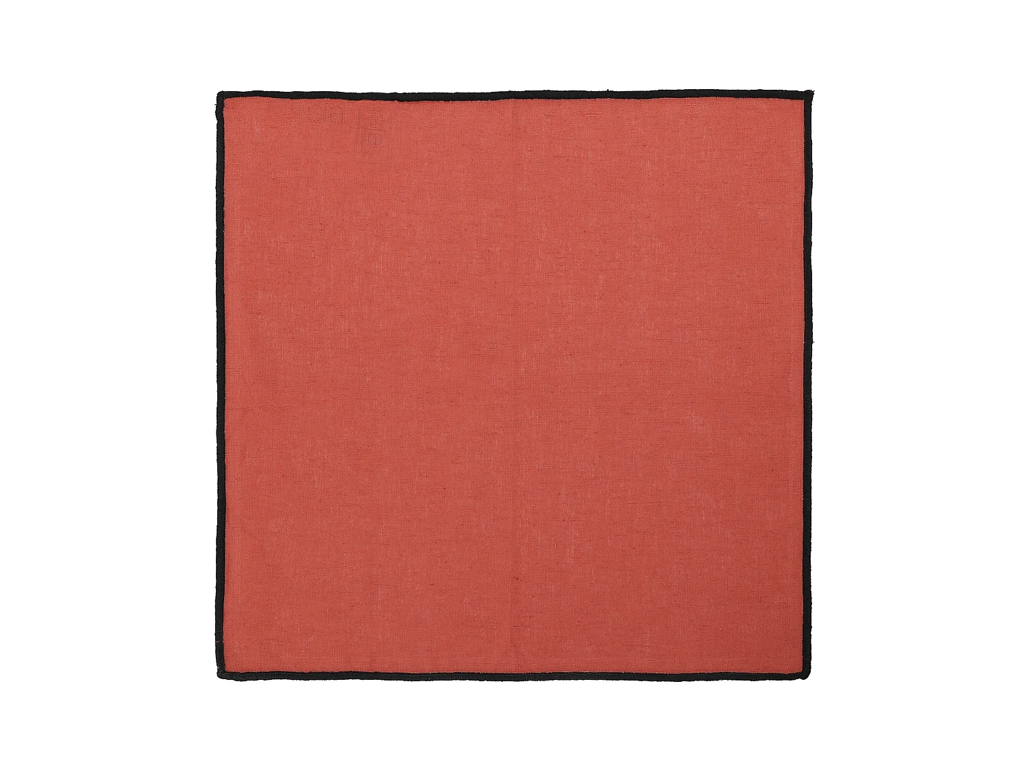 Lot de 4 serviettes de table en coton et lin terracotta bourdon noir 45x45cm