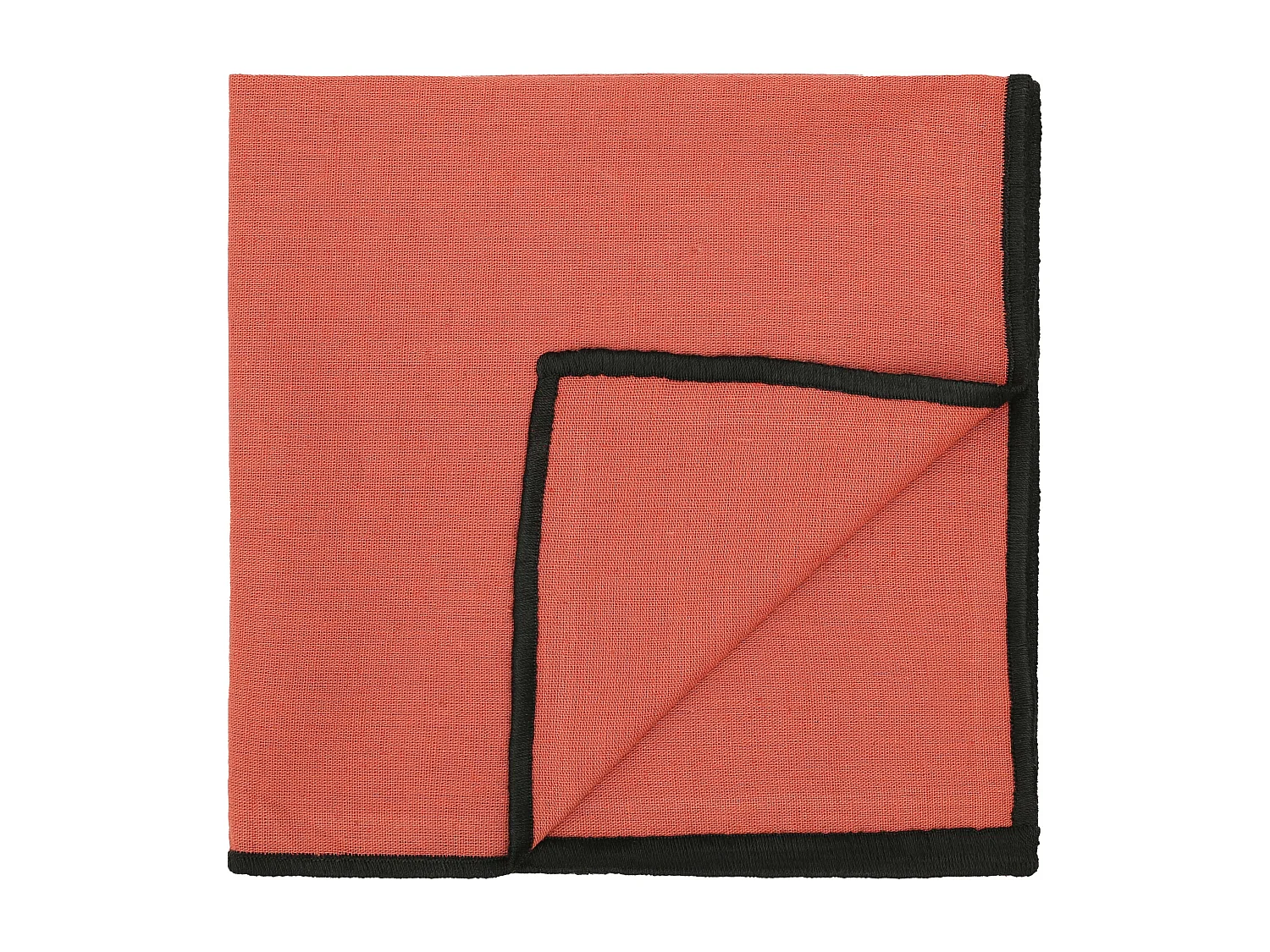 Lot de 4 serviettes de table en coton et lin terracotta bourdon noir 45x45cm