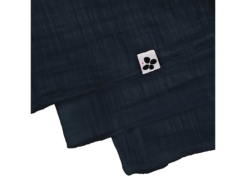 Lot 6 serviettes 40 x 40 cm en double gaze de coton bleu nuit - PEPA