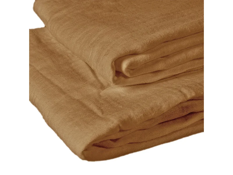 Lot de 4 essuie-mains 50 x 70 cm en double gaze de coton camel - PEPA
