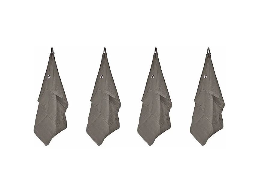 Lot de 4 essuie-mains 50 x 70 cm en double gaze de coton gris - PEPA