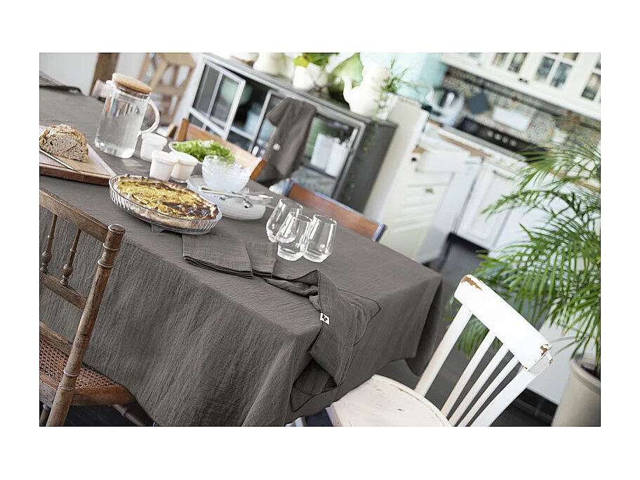 Lot de 4 essuie-mains 50 x 70 cm en double gaze de coton gris - PEPA