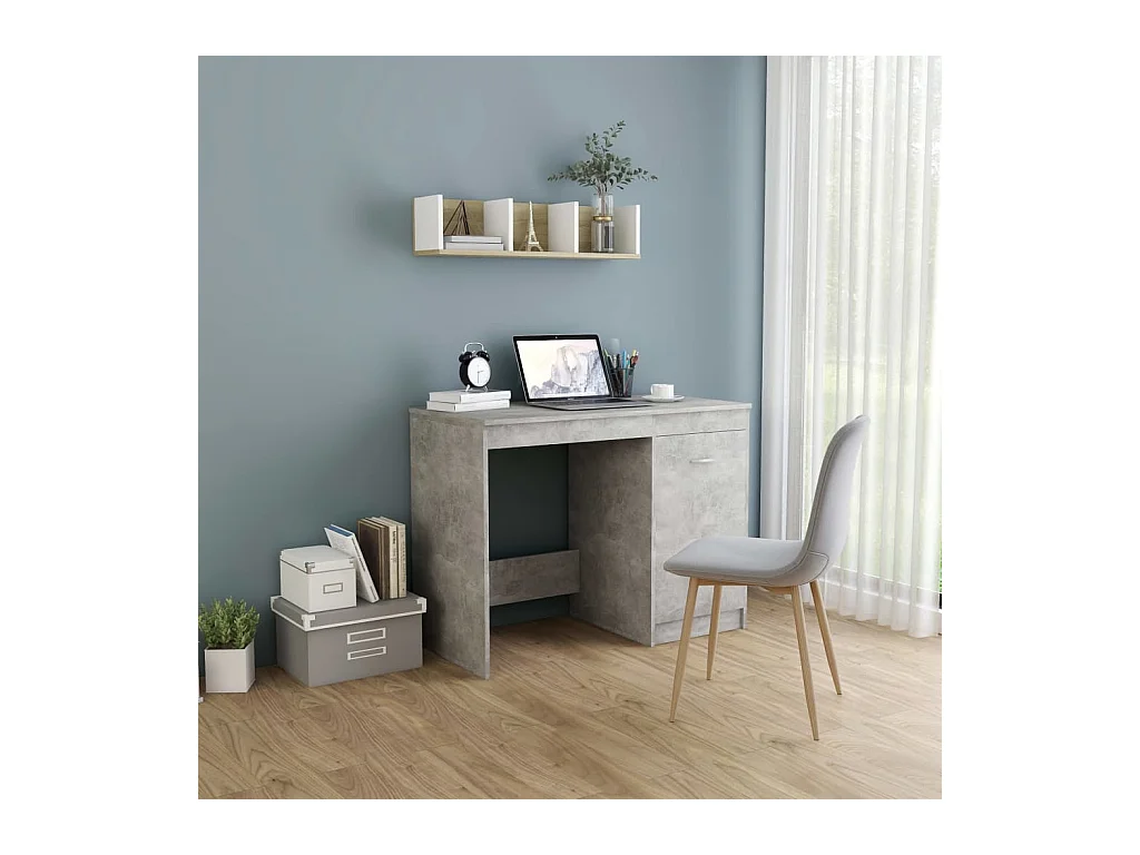 Bureau Gris béton 100x50x76 cm Bois d'ingénierie