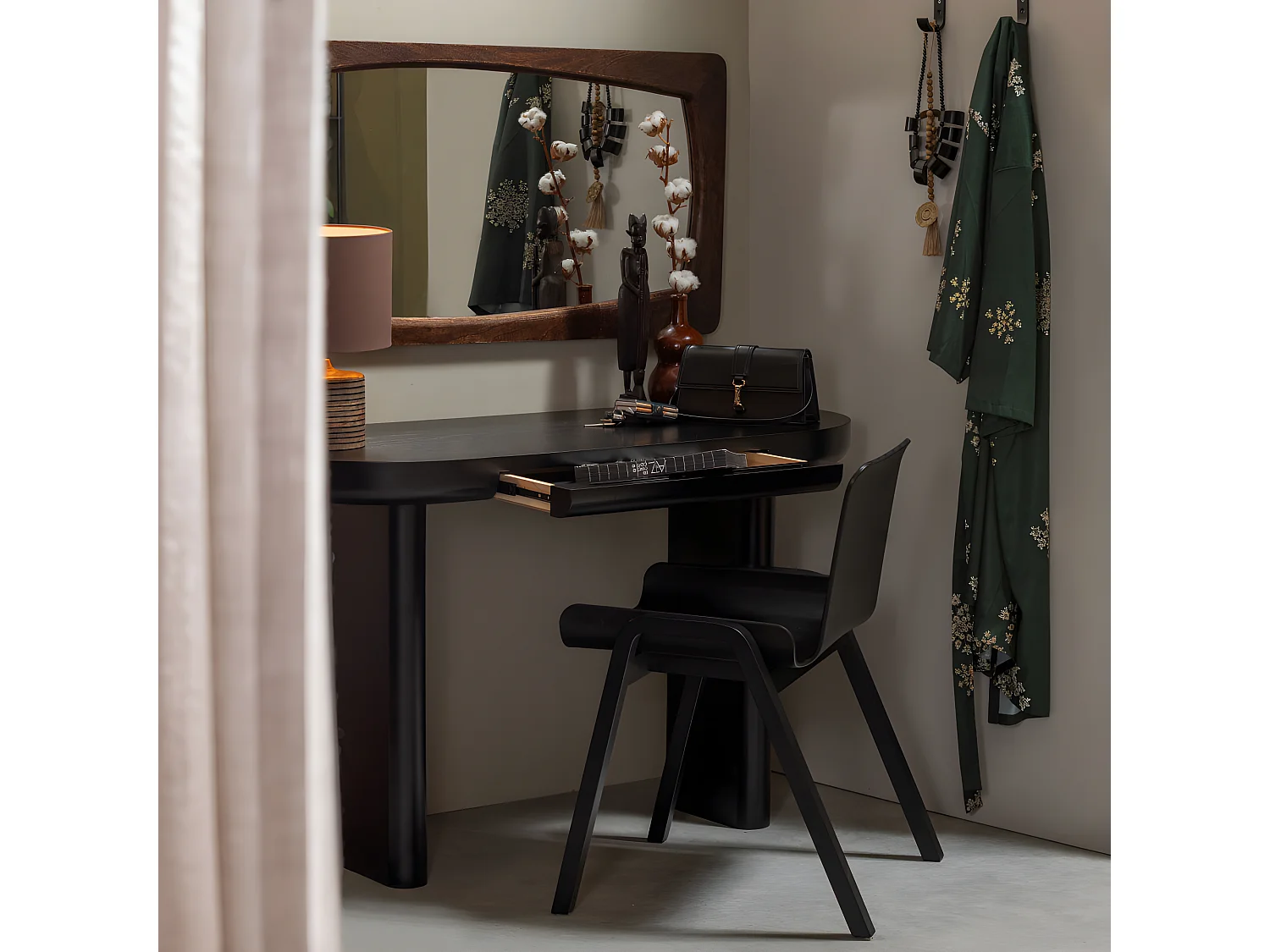 Mael - Bureau 1 tiroir en bois L120cm - Noir